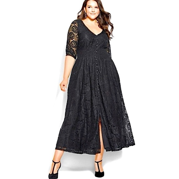 City Chic NWT Divine Creation Lace Maxi Dress Plus Size Black - Picture 16 of 17